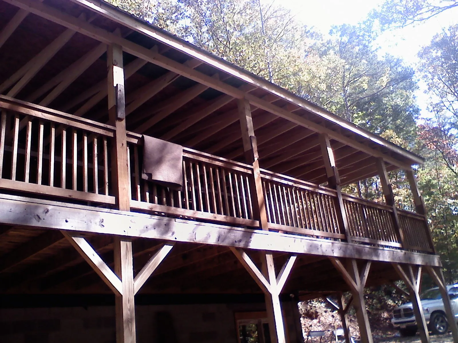 Timber framing under a new elevated porch and deck — Roof Leak Repair in Dent by Roofing Brothers